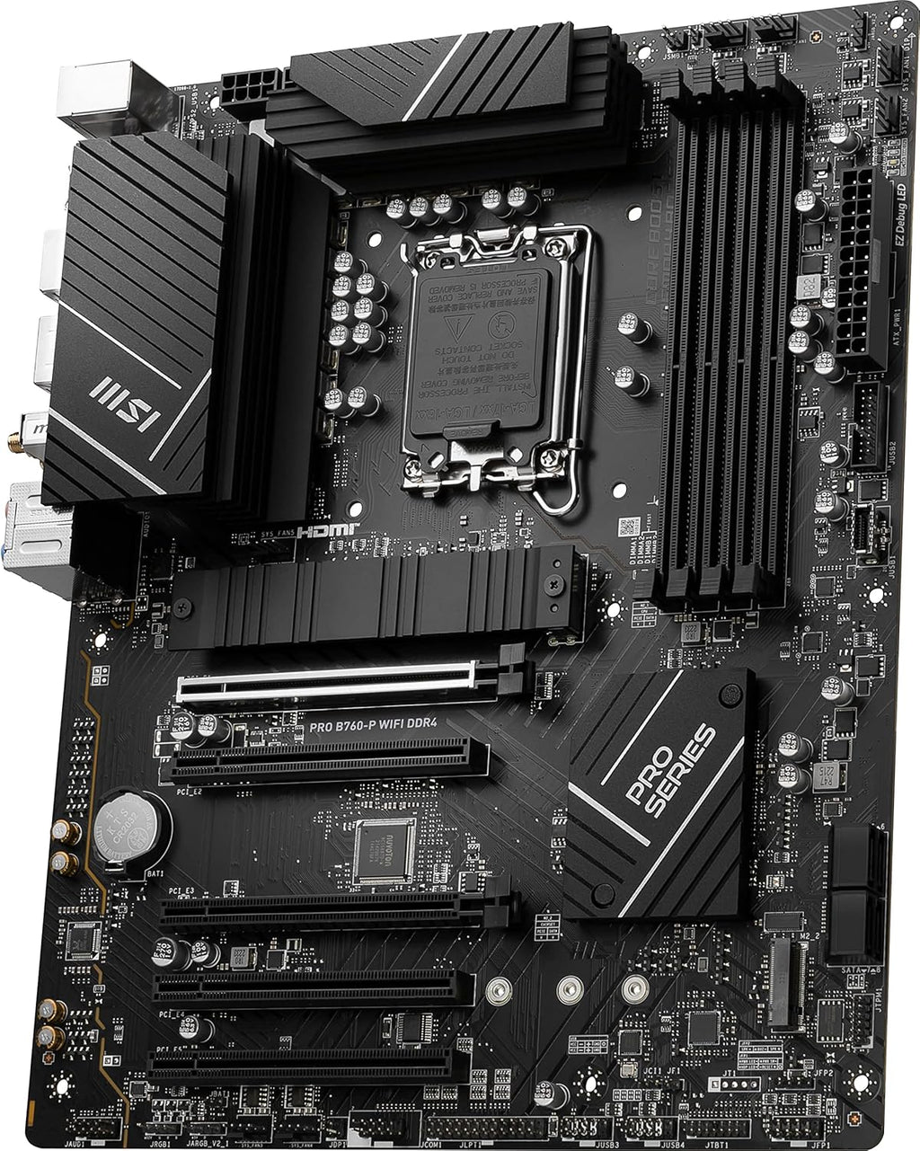 MSI PRO B760-P WiFi DDR4 ProSeries Motherboard - Supports 12th/13th/14th Gen Intel Processors, LGA 1700, DDR4, PCIe 4.0, M.2, 2.5Gbps LAN, USB 3.2 Gen2, HDMI/DP, Wi-Fi 6E, Bluetooth 5.3, ATX