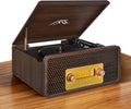 OTIC All-in-One Vinyl Record Player with Speakers, 3-Speed Turntable, Bluetooth Wireless Playback AM/FM Radio Aux-in, Auto-Stop Retro Wooden Design Home Audio&Gift for Music Lovers