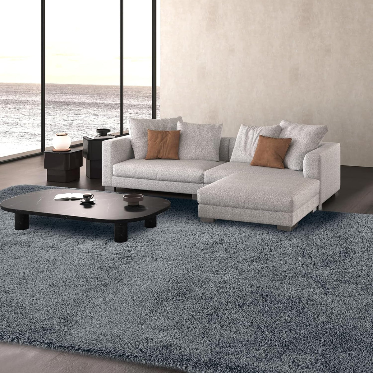 Fluffyrug Large Rugs for Living Room 10x14: Gray Extra Large Area Rugs 10x14 Living Room - Big Area Rug (Grey, 10x14 Feet)