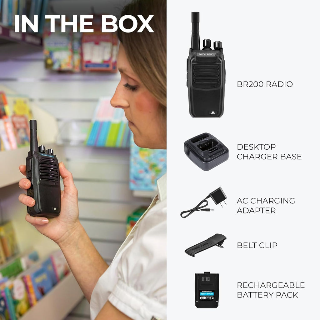 Midland – BizTalk BR200 Business Radio – 2W Industrial Grade Two Way Radio – Compact Size – High Performance Walkie Talkie – 250,000 Square Feet of Coverage