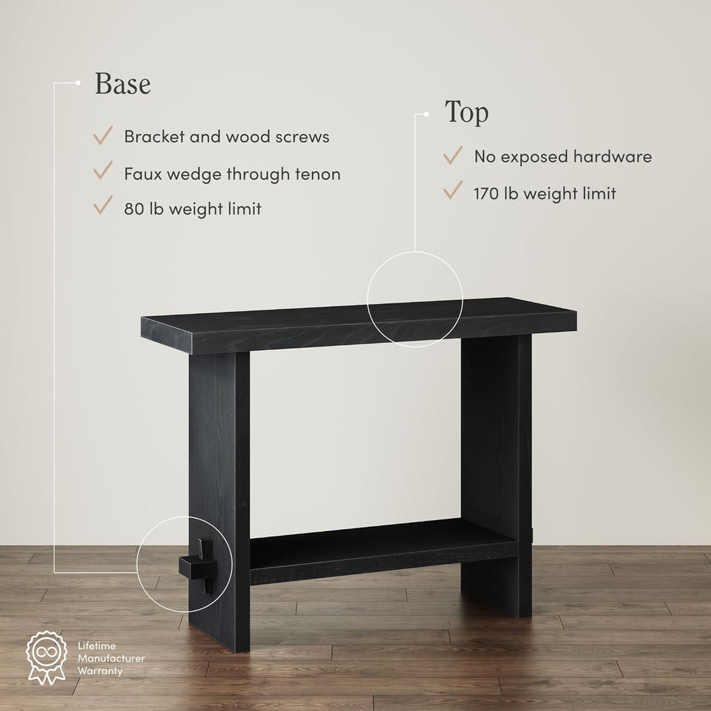 Nathan James Virgo Wood Accent Storage Console Sofa Table, for Entryway, Hallway or Living Room, Reclaimed Black Oak