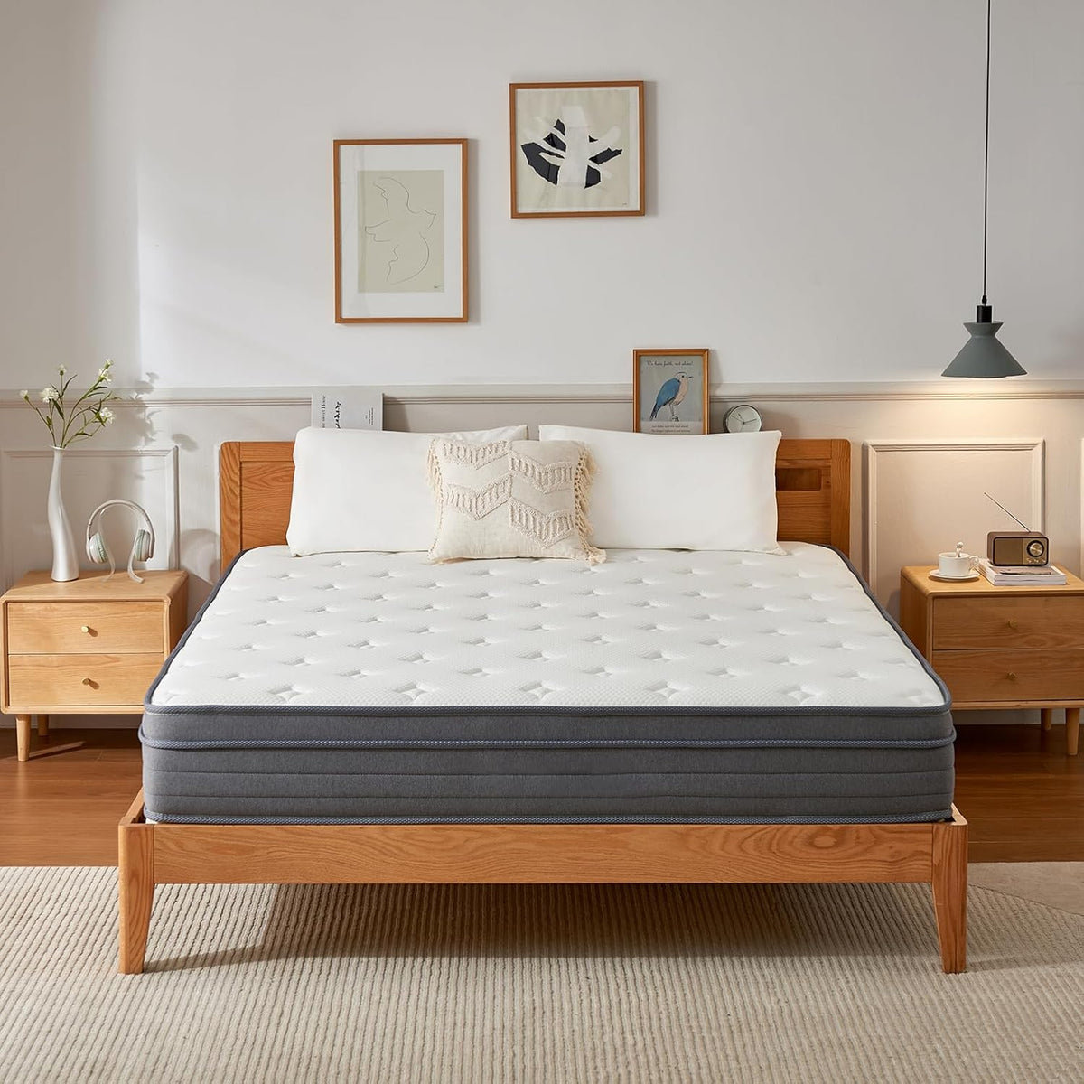 King Size Mattress, 10 Inch Hybrid Memory Foam Mattress in a Box with Pocket Springs, Medium Firmness, Pressure Relief & Motion Isolation, CertiPUR-US Certified