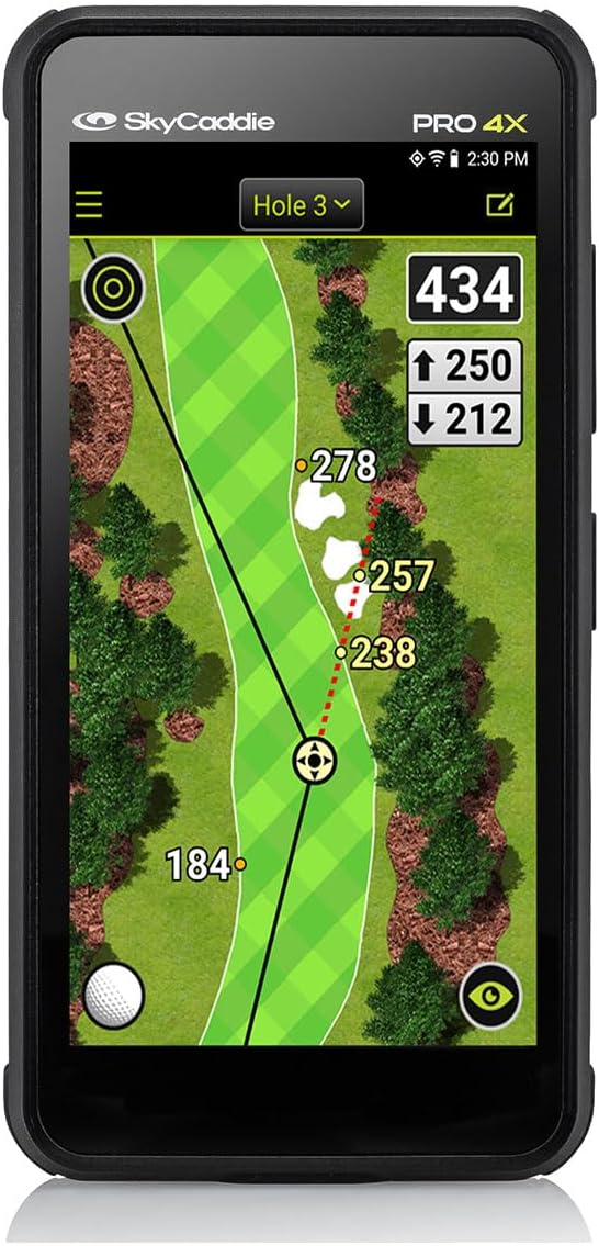 SkyCaddie PRO 4X Handheld Golf GPS Bundle - 4" LCD Display, 35,000 Maps, Dynamic HoleVue - Includes PlayBetter Portable Charger & Protective Hard Case - TruePoint Precision Positioning Technology