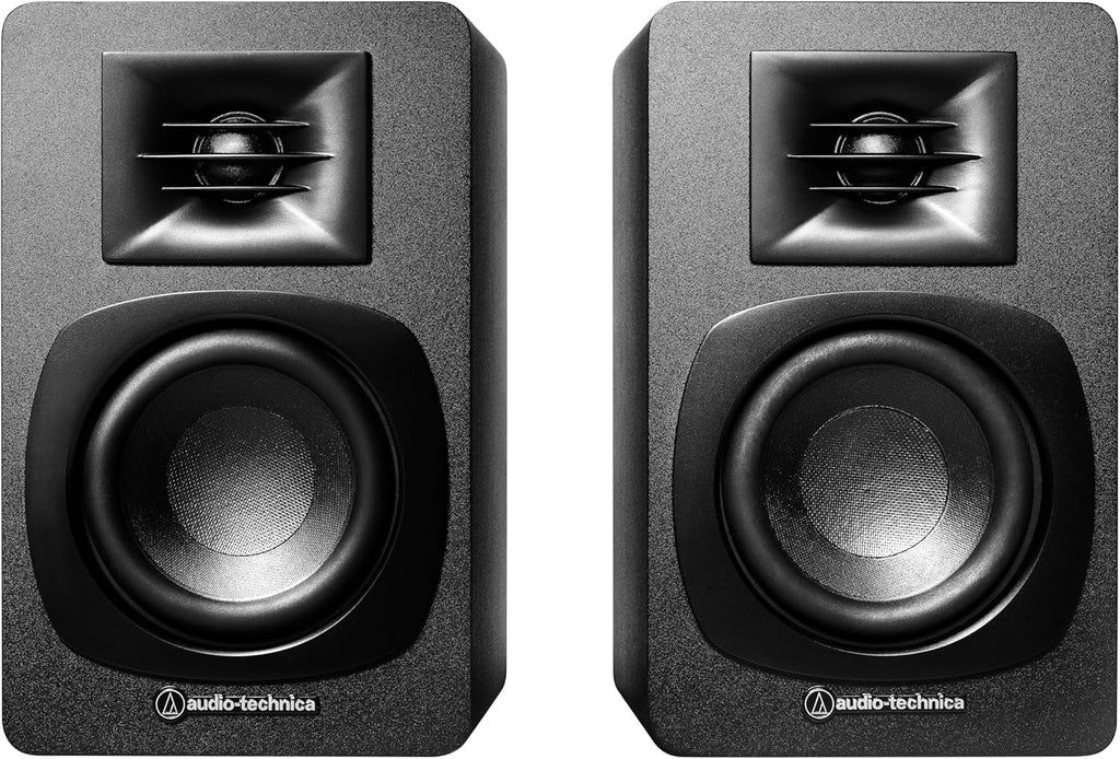 Audio Technica AT-LP70X-BZ Automatic Belt Drive Turntable - Black/Bronze with Audio Technica AT-SP3X Powered Bookshelf Speakers (2024)