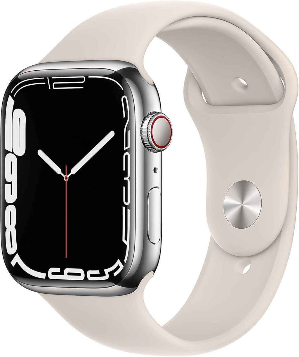 Apple Watch Series 7 (GPS + Cellular, 41mm) Starlight Aluminum Case with Starlight Sport Band, Regular (Renewed)