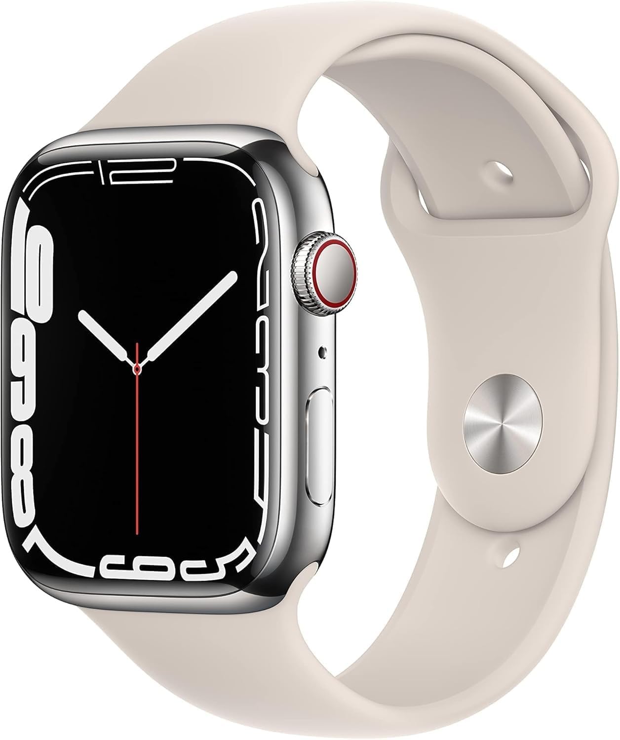Apple Watch Series 7 (GPS + Cellular, 41mm) Starlight Aluminum Case with Starlight Sport Band, Regular (Renewed)