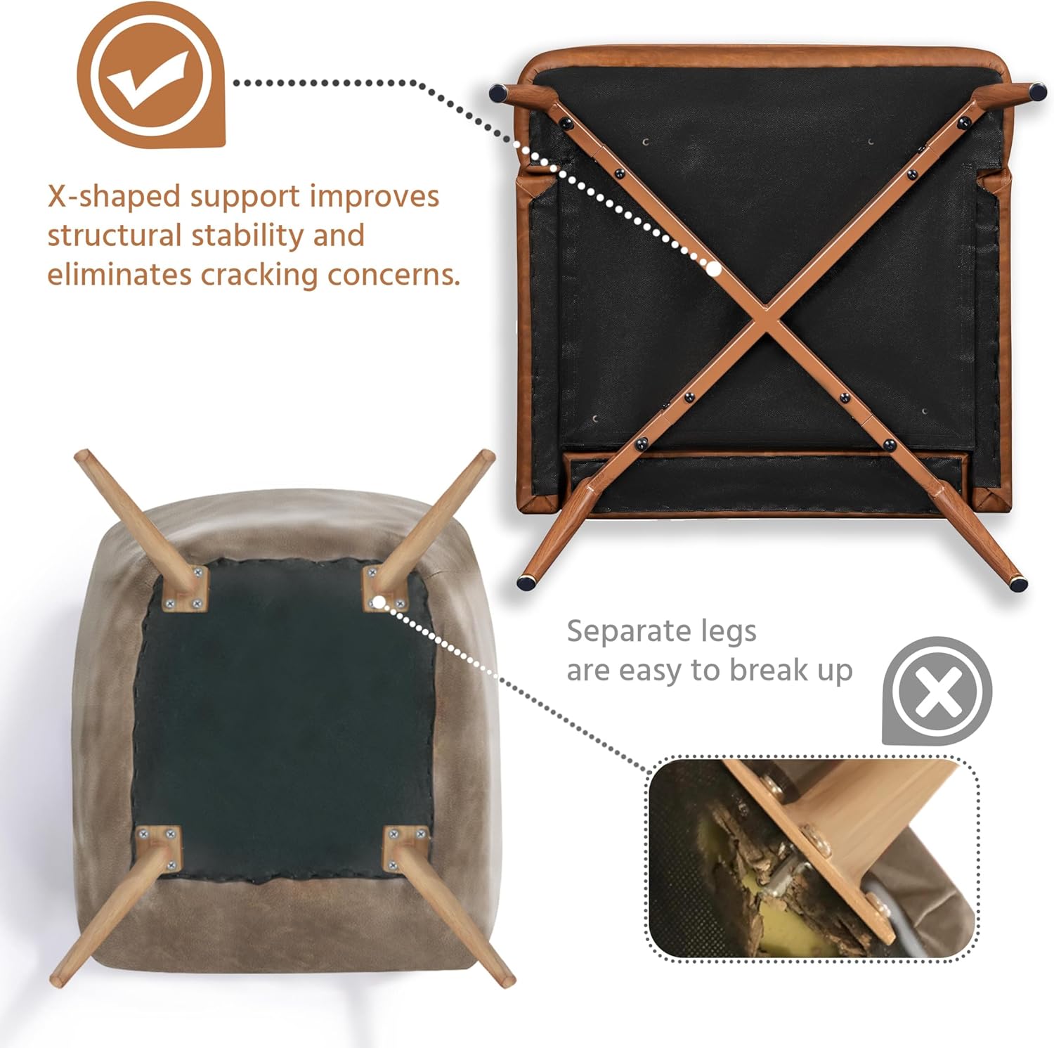 Yaheetech Accent Chair, Living Room Chair Mid Century PU Leather Armchair Lumbar Pillow, Comfy Upholstered Reading Chair Wood Leg Bedroom Brown 2PCS