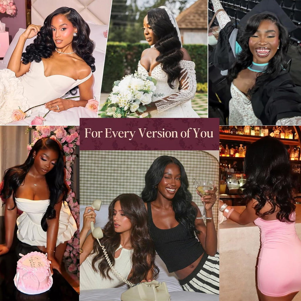 12A Body Wave Bundles with Closure 20 22 24+18Inch 5x5 HD Lace Closure 100% Brazilian Virgin Human Hair True to Length Quick Weave Natural Color Layered Look for Women Beginner Birthday Prom Party