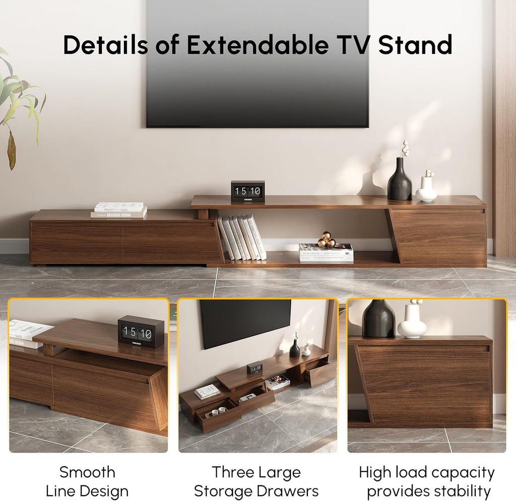homary Living Room Furniture Set 3 Piece – Modern Coffee Table Set with TV Stand & C-Shaped Side Table, Wood Entertainment Center with Storage for Apartment & Home (Set-A)