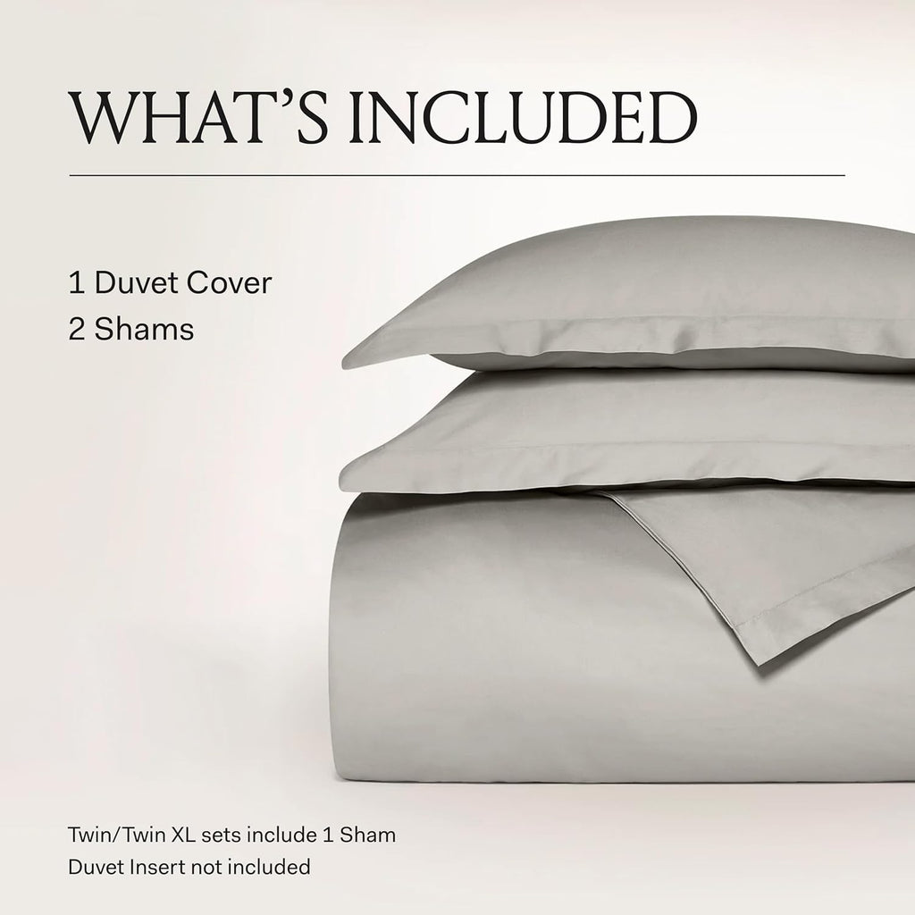 BOLL & BRANCH Signature Hemmed Duvet Set - Full/Queen, Sageleaf - Luxury 100% Organic Cotton - 1 Duvet Cover, 2 Shams - Buttery Soft, Hidden Closures