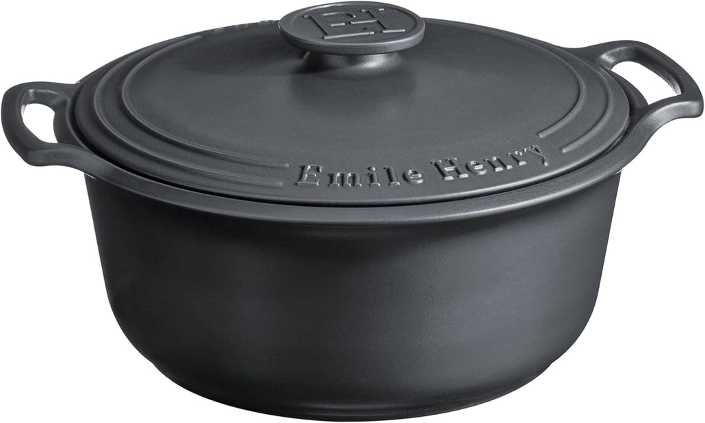 Emile Henry Made in France SUBLIME Ceramic 6 qt. Round Dutch Oven, Graphite