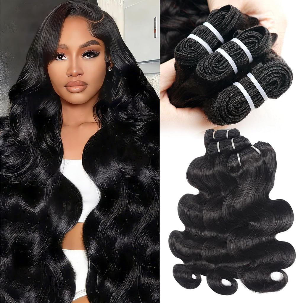 Body Wave Bundles Human Hair 22 24 26 Inch 12A Raw Indian Virgin Bundles Human Hair,Sew In Quick Weave 100% Human Hair Bundles,No Tangle Shedding Triple Lifespan,Multiple Wash Keep Texture