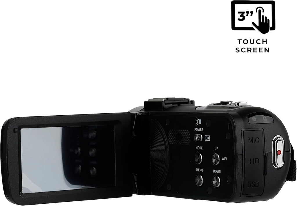 Vivitar 4K Video Camera, Wi-Fi Ultra HD Camcorder with 18x Digital Zoom, 3” IPS Touchscreen Video Recorder with Night Vision, Vlogging Camera with 3.5mm Microphone Jack, Rechargeable, SD Card Slot