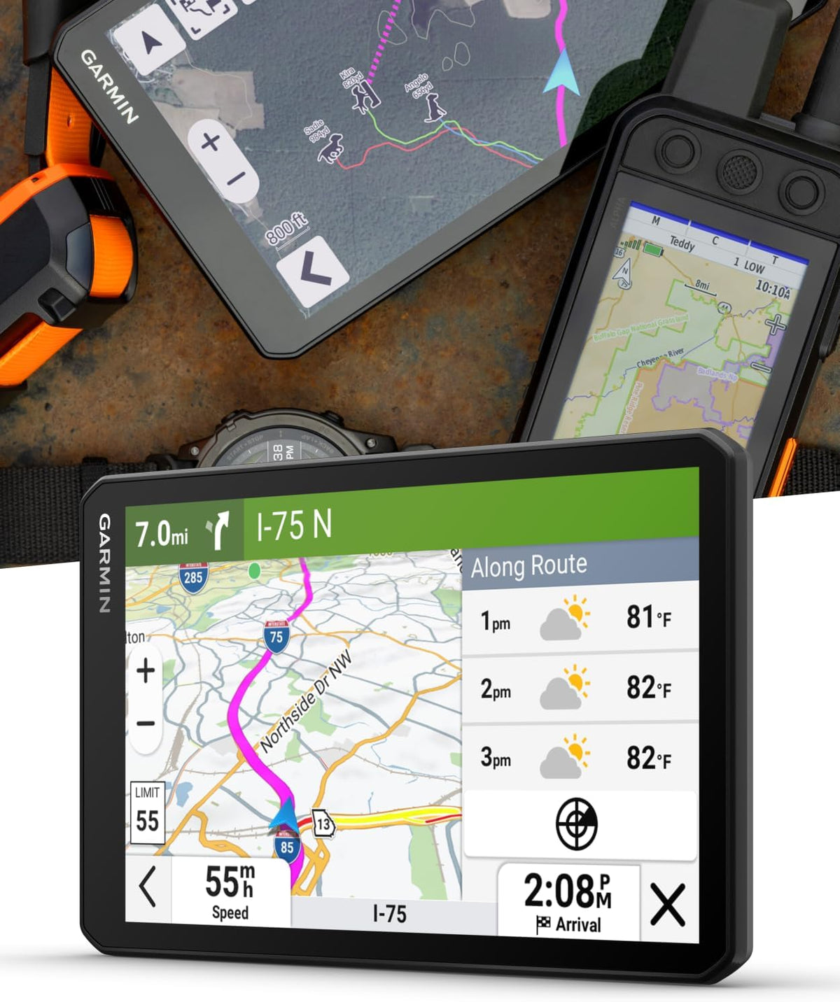 Garmin DriveTrack 72, Dog Tracking GPS Navigator, 7-inch Touch Screen, Pair to Your Garmin Handheld and Track Up to 20 Dogs w/ Wearable4U Power Car/Wall Bundle