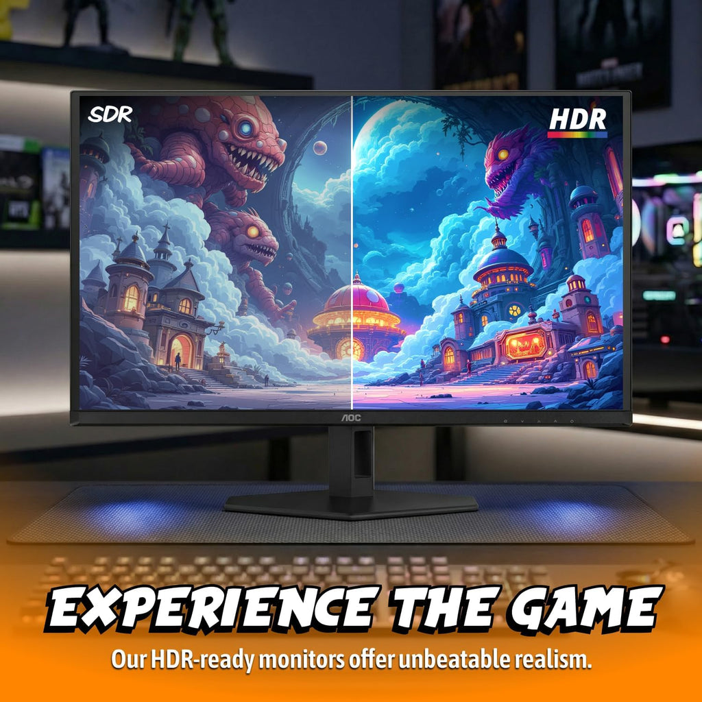 AOC 27" QD OLED Gaming Monitor, QHD 2560x1440, 240Hz, 0.03ms GtG, G-SYNC Compatible, HDR Ready, DisplayPort, HDMI, VESA Mountable, Console Gaming Ready, Q27GAZD