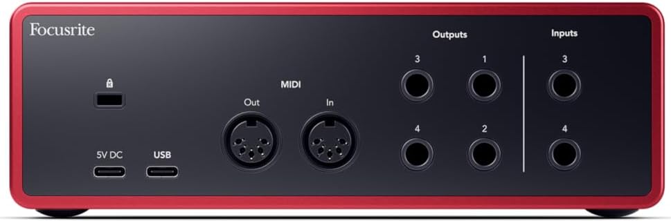 Focusrite Scarlett 4i4 4th Gen USB Audio Interface, for Musicians, Songwriters, Guitarists, Content Creators — High-Fidelity, Studio Quality Recording, and All the Software You Need to Record