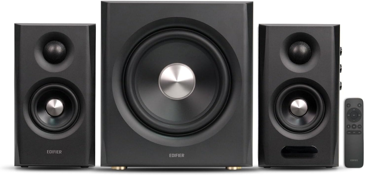 Edifier S355DB 2.1 Powered Bookshelf Speakers with Wireless 8" Subwoofer, 150W Tri-Amp Hi-Res Audio, Computer Speaker System, Bluetooth 6.0 with LDAC, HDMI/Optical/Coaxial Inputs for PC, TV (Black)