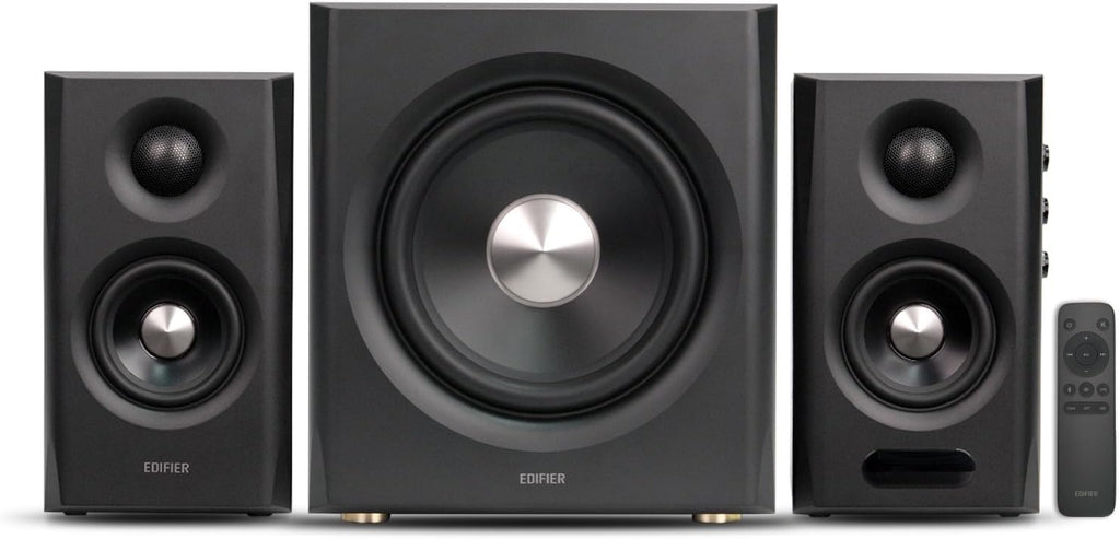 Edifier S355DB 2.1 Powered Bookshelf Speakers with Wireless 8" Subwoofer, 150W Tri-Amp Hi-Res Audio, Computer Speaker System, Bluetooth 6.0 with LDAC, HDMI/Optical/Coaxial Inputs for PC, TV (Black)