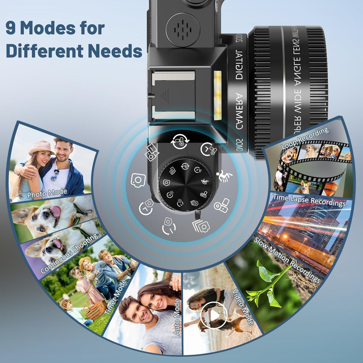 6K Digital Camera for Photography - WiFi 64MP Vlogging Cameras for YouTube with 3" 180° Flip Screen, 16X Digital Zoom Autofocus Vlog Travel Camara with 32GB SD Card, 2 Batteries and Double Charger