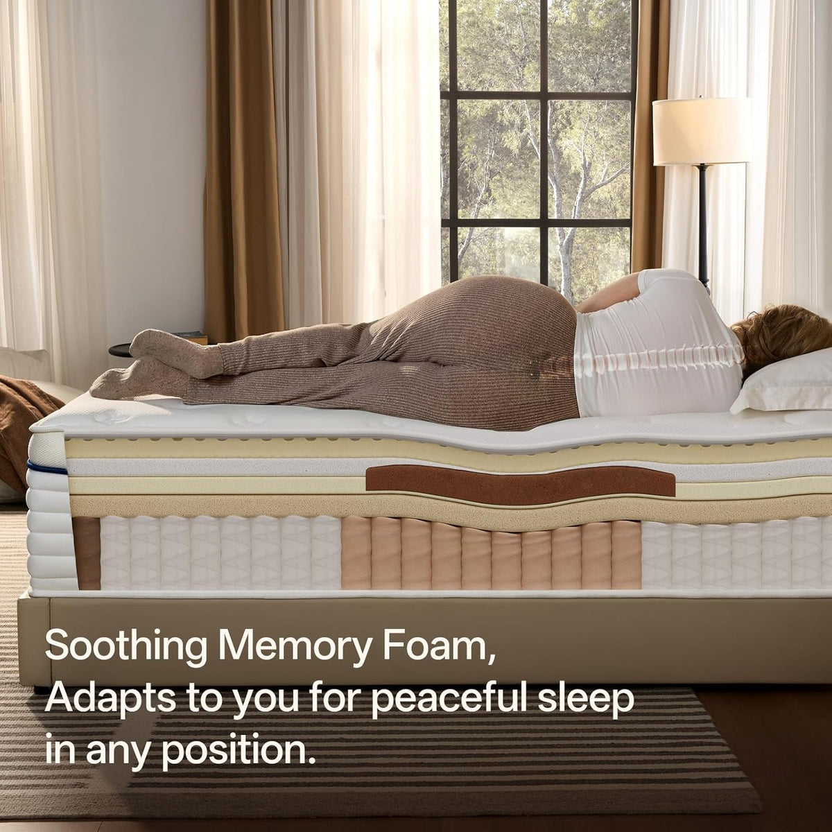 Queen Mattress 12 Inch, Medium Plush Hybrid Queen Size Mattress with Memory Foam & Individually Wrapped Pocket Coils, Pressure-Relieving Support & Motion-Reducing Design