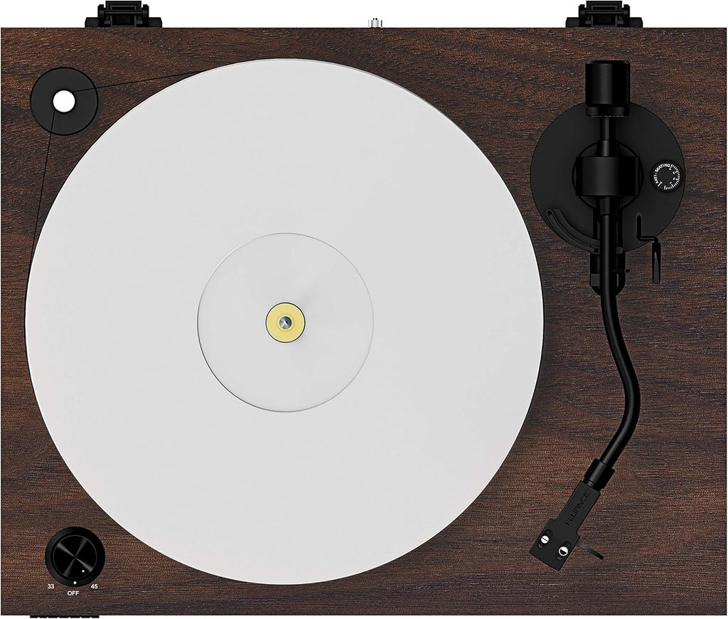 Fluance RT85 Turntable with Ortofon Cartridge, Acrylic Platter, Speed Control, and Vibration Isolation - Walnut