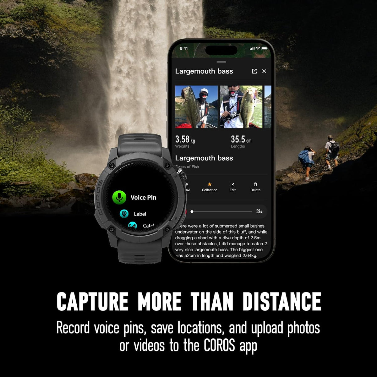 COROS NOMAD Outdoor GPS Smartwatch, 1.3" MIP Touchscreen, Global maps with turn-by-turn navigation, 22 days Battery Life, Microphone records voice notes, real-time weather, and safety alerts (Black)