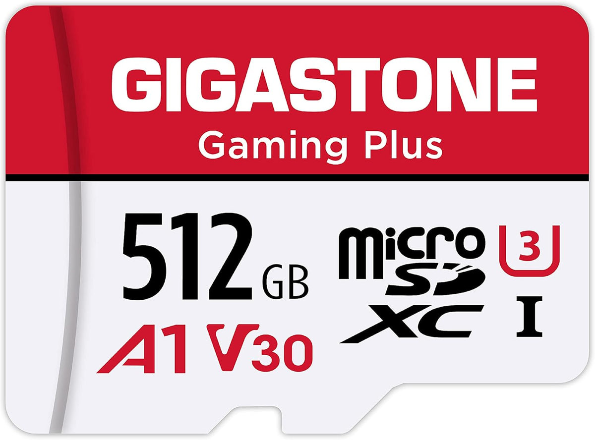 【for Switch 1 Only】 GIGASTONE 512GB Micro SD Card, Gaming Plus, MicroSDXC Memory Card for Nintendo-Switch 1, Security Camera, 4K Video Recording, UHS-I A1 U3 V30 C10, up to 100MB/s, with Adapter