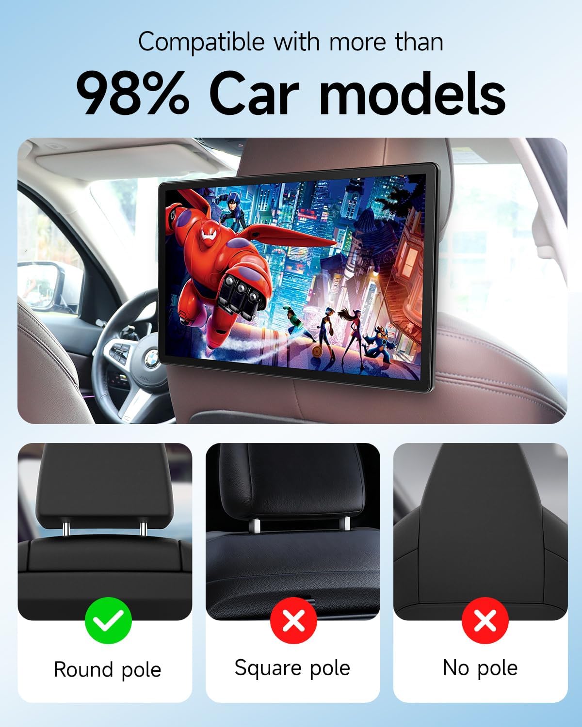 13" Android 13 Car TV for Back Seat, Headrest Monitor for Car Portable Touchscreen Rear Seat Entertainment System, Support Phone Wireless Mirror Link, HDMI in/TF Card/USB/4K Video Playback (1*pc)