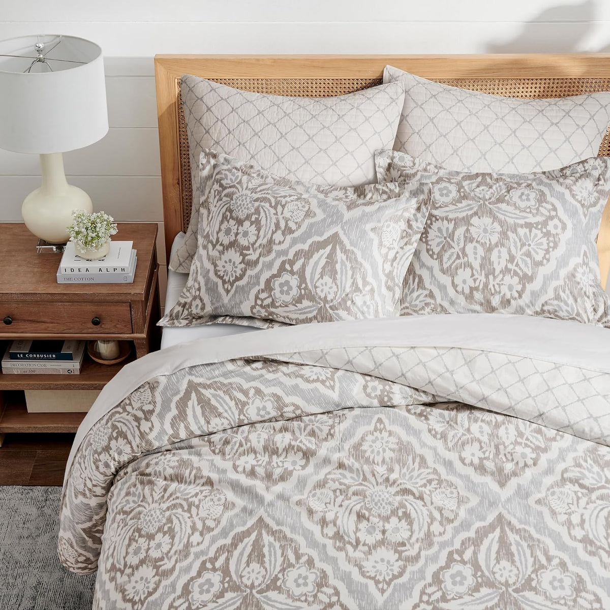 Levtex Home - Becker Taupe Duvet Cover Set - King Duvet Cover + Two King Pillow Cases - Ikat - Taupe, Grey and Cream - Duvet Cover (106 x 94in.) and Pillow Cases (36 x 20in.) - Cotton