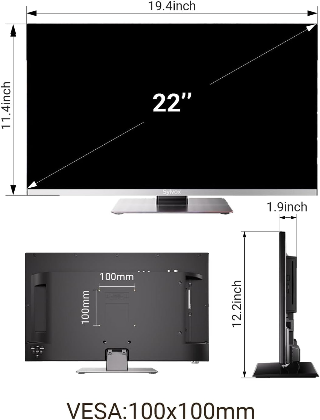 SYLVOX RV TV, 22 inches 12/24V TV for RV 1080P Full HD Smart TV, Built-in APP Store, Support WiFi Bluetooth, Small Android TV for Car Home Camper Truck Boat(Limo Series)