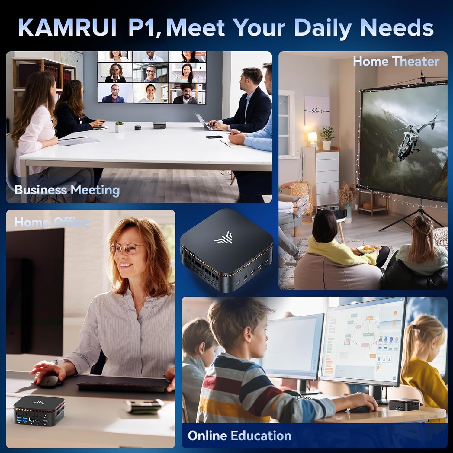 KAMRUI Pinova P1 Mini PC, W-11 Pro AMD Ryzen 4300U(Beat 10110U/N150/N95 up to 3.7GHz), 16GB RAM 512GB SSD Mini Desktop Computer Support 4K HDMI+DP+Type-C/WiFi/BT for Business Home Office Mini pc