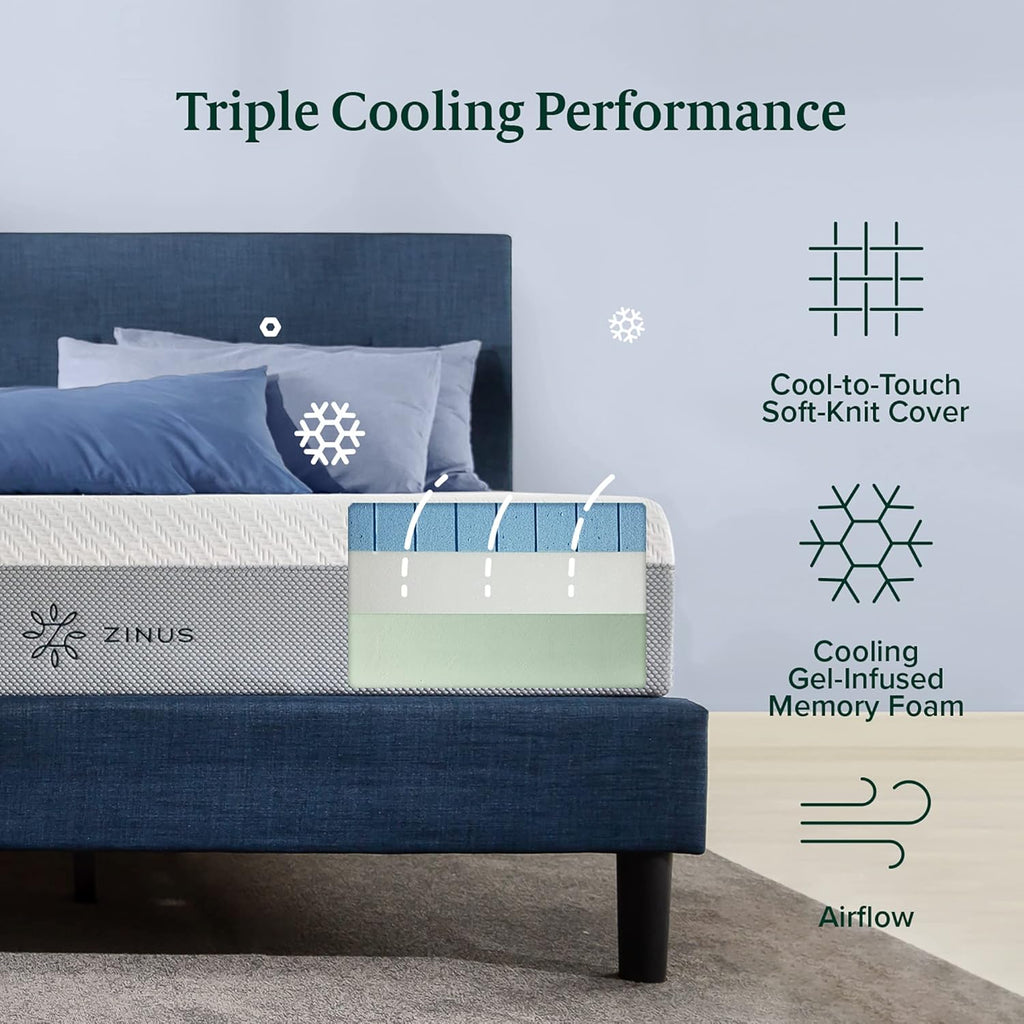 Zinus 14 Inch Ultra Cooling Gel Memory Foam Mattress, King, Cool-to-Touch Soft Knit Cover, Pressure Relieving, CertiPUR-US Certified, Mattress in A Box, All-New, Made in USA