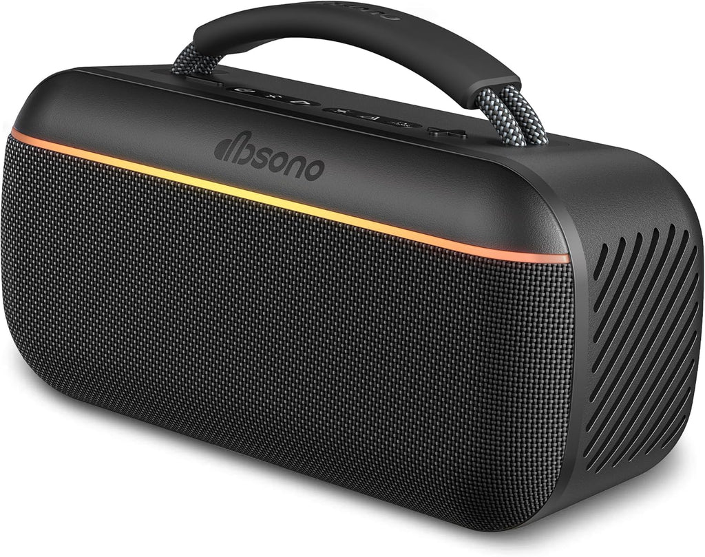 dbsono Portable Bluetooth Speaker Wireless: 100W(Peak) SoundPulse 2.0 with BassBoost, Waterproof Loud Party Speakers, Unlimited Pairing, TWS for Outdoor/Indoor, Beach Vacation Essential, Black