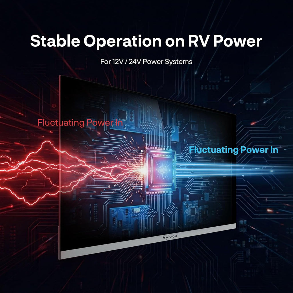 SYLVOX 22'' Smart RV TV, 12V/24V Google TV with Built-in DVD Player, 1080P Full HD RV Television, Anti-Vibration Design, Wide Voltage Protection (9–32V), Ultra-Narrow bezels(Limo Series 2026)