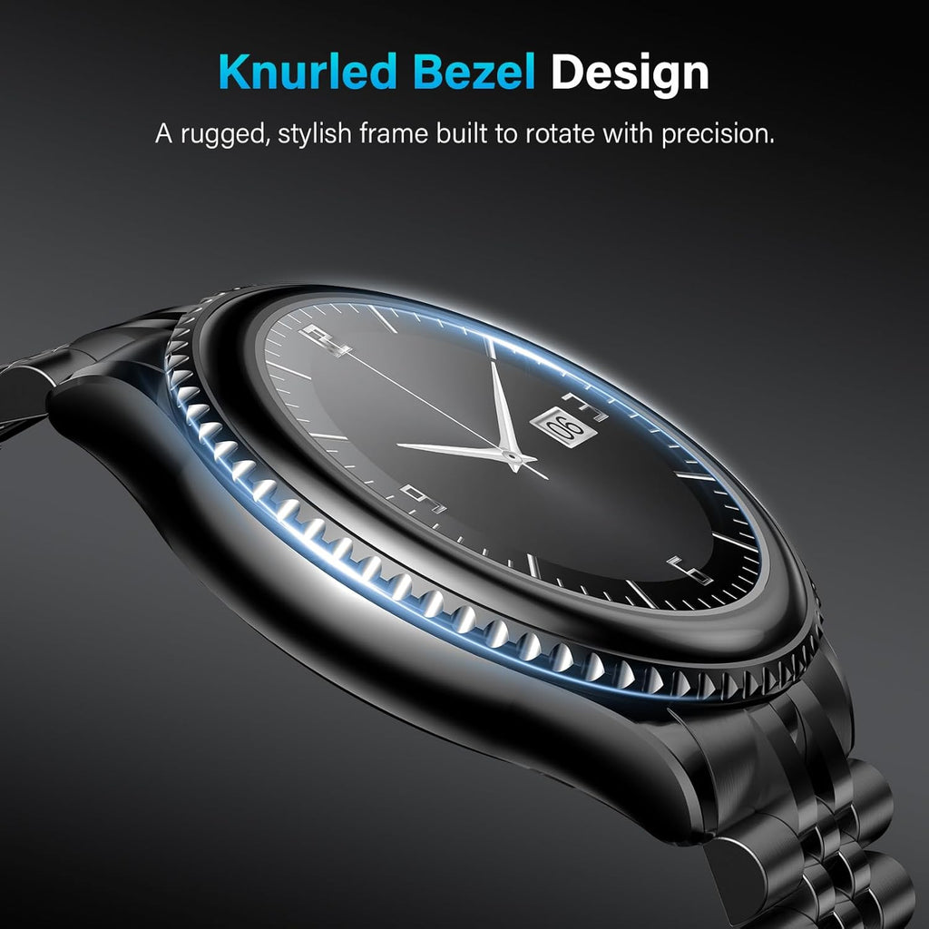 2026 Rotating Bezel Smart Watch for Men with Bluetooth Call, Heart Rate, Blood Pressure, SpO2, Sleep Monitor, Waterproof Round Watch with Encoder Knob, 1.32" AMOLED Display, Compatible Android and iOS