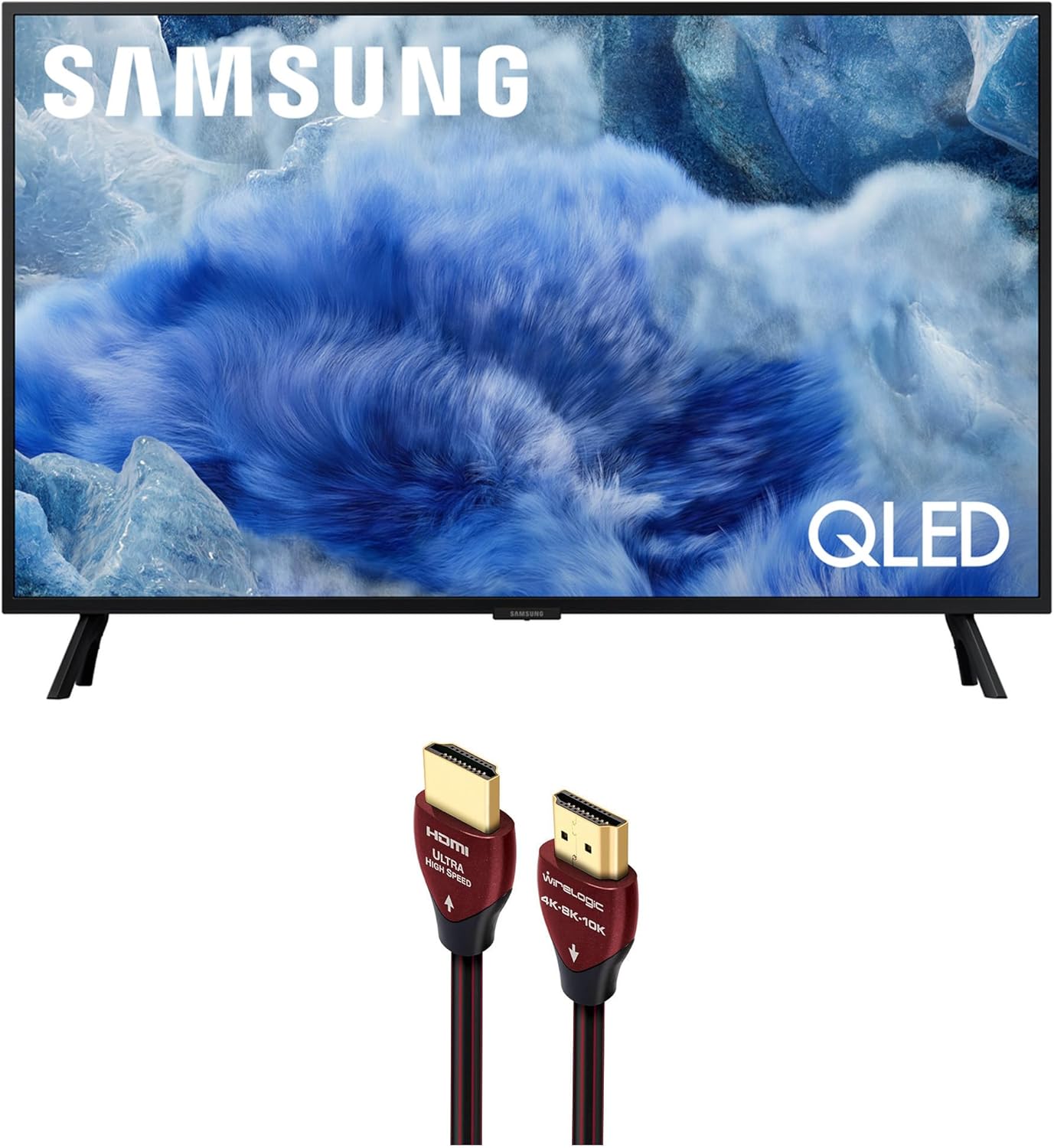 Samsung QN32Q8FAAFXZA 32 Inch Class QLED Q8F 4K Vision AI Smart TV with a WireLogic Ruby 8ft Ultra High Speed 4K-8K-10K HDMI Cable (2025)