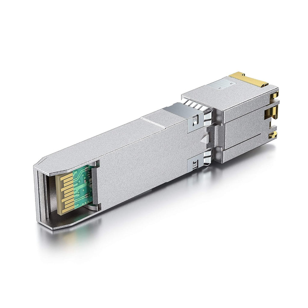 H!Fiber 10Gb SFP+ to RJ45 Module, 80 Meters, Low Power Consumption 10Gbase-T Ethernet SFP+ Copper Transceiver for Cisco, Meraki, MikroTik, Ubiquiti, Unifi, Netgear, QNAP and More, Cat6a/7/8, 4 Pack