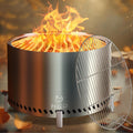 HGD 28" Smokeless Firepit with Stand & Grill Rack, Large Stainless Steel Wood Burning Fire Pit for Friends & Family Gatherings, Secondary Combustion Outdoor Patio Stove for BBQ & Bonfire
