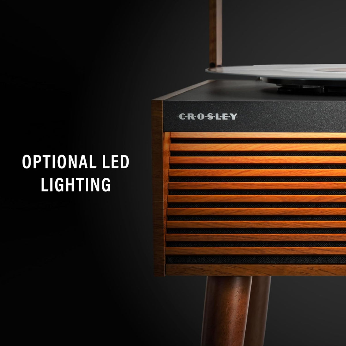 Crosley CR6237A-NA Dean 3-Speed Bluetooth in/Out Vinyl Record Player Turntable with Built-in Speakers, LED Lights and Detachable Legs, Natural