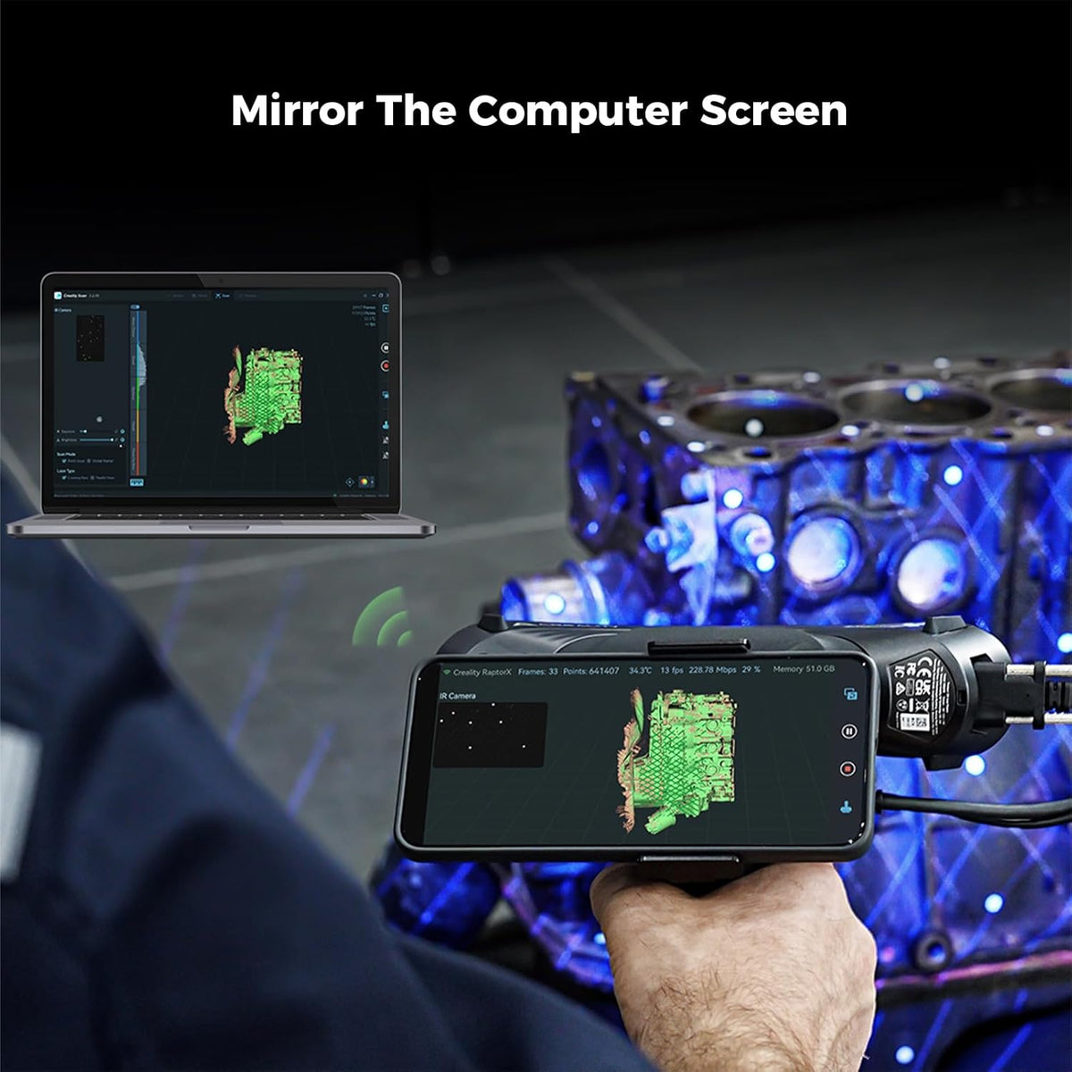 Creality Scan Bridge for Raptor, Raptor Pro and Sermoon S1 3D Scanner, Wireless Scanning Kit for iPhone, Android and Mirror Screen for Windows, Mac
