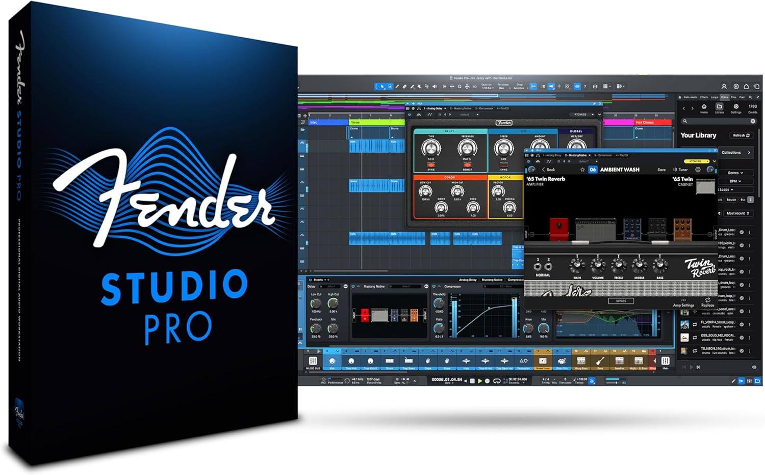 Fender Studio Pro 8 — Full Music Production Software, Digital Audio Workstation, Guitar Recording Software, Fender Amp Modeling, Audio-to-MIDI Tools, Mix & Master, Unlimited Tracks