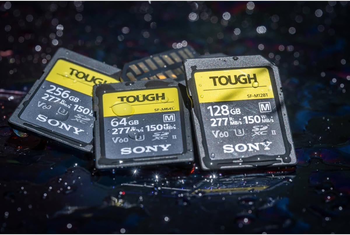 Sony TOUGH-M series SDXC UHS-II Card 128GB, V60, CL10, U3, Max R277MB/S, W150MB/S (SF-M128T/T1)