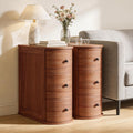 Shintenchi Vintage Nightstand Set of 2, Solid Wood End Table with 3 Drawers, Skinny Antique Nightstand, Rustic Narrow Night Stands Set of 2,Narrow Bedside Table Set of 2 for Living Room Bedroom,Walnut