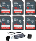 SanDisk 32GB Ultra 100MBs SDHC Memory Cards, 6-Pack, Bundle with Green Extreme USB 3.0 Type-A and Type-C OTG Card Reader