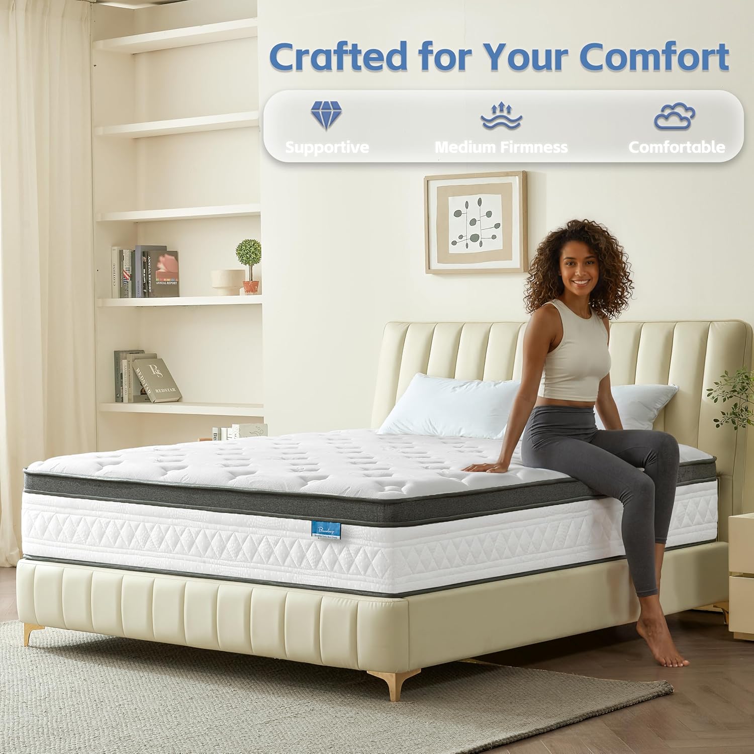 King Size Mattress, 12 Inch King Mattress in a Box, Cooling Gel Memory Foam Hybrid Mattress with Pocketed Coils, Medium Firm Feel, CertiPUR-US Certified, Pressure Relief, Motion Isolation