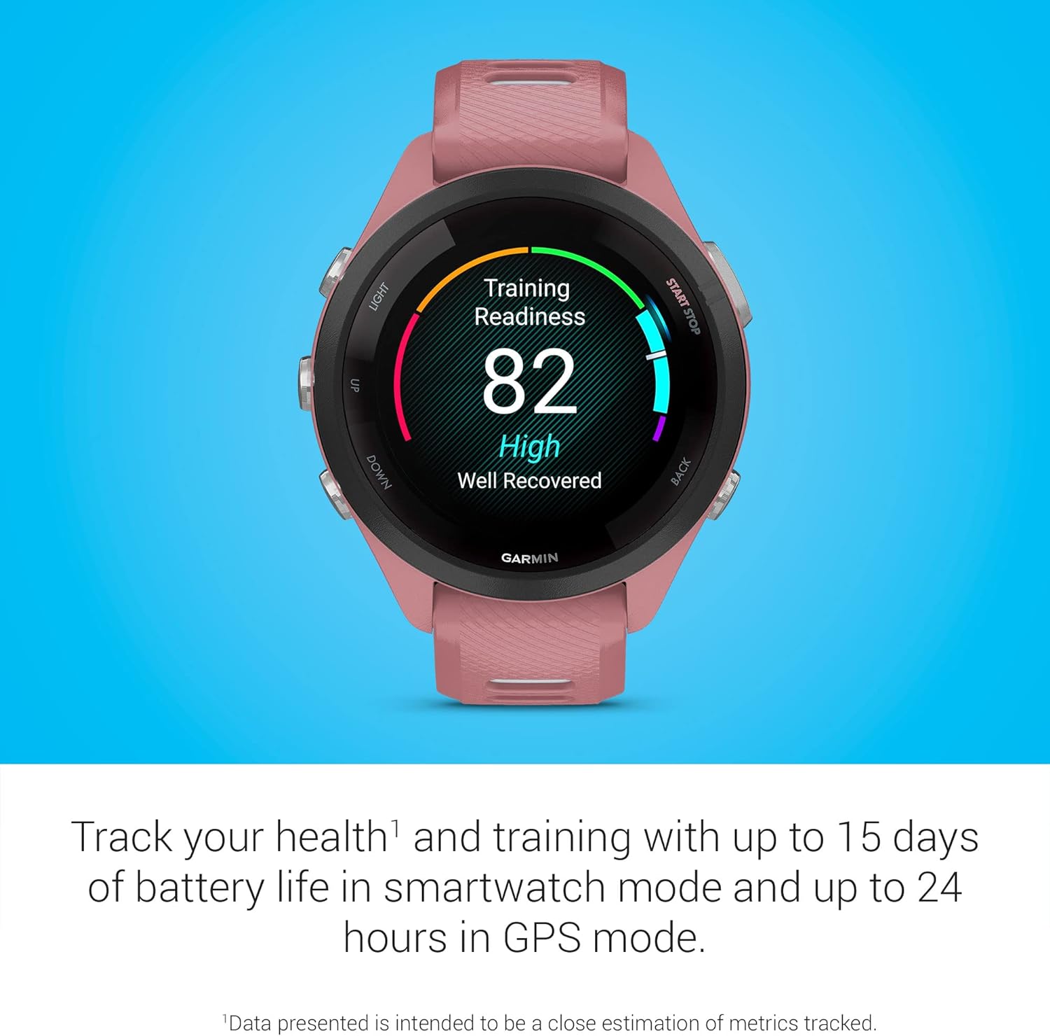 Garmin Forerunner 265S Running Smartwatch, Colorful AMOLED Display, Training Metrics and Recovery Insights, Light Pink and Powder Gray