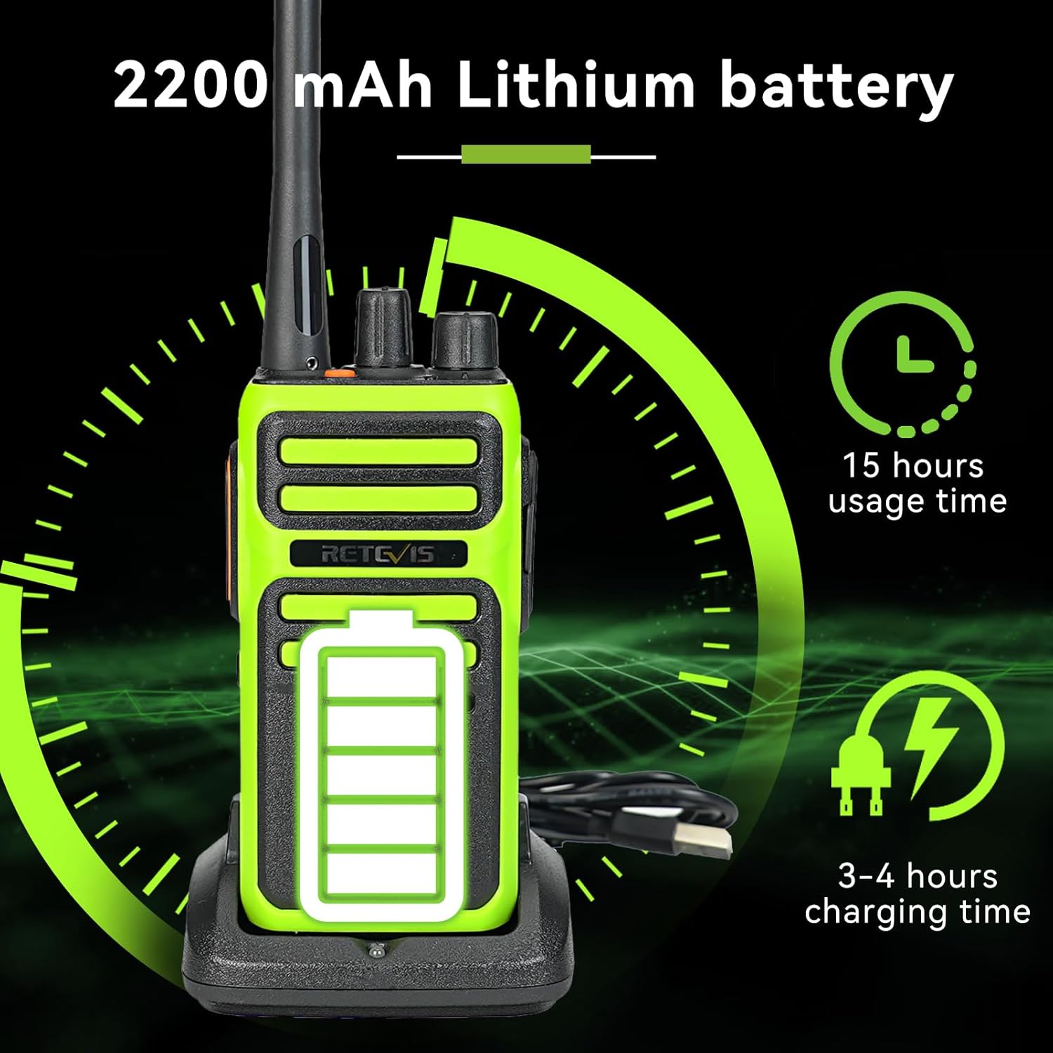 Retevis RB17A Two Way Radios Long Range,GMRS Repeater Capable,2200mAh, Emergency Preparedness,Walkie Talkie with Earpiece,2 Way Radio for Security,School,Hunt（4 Pack）