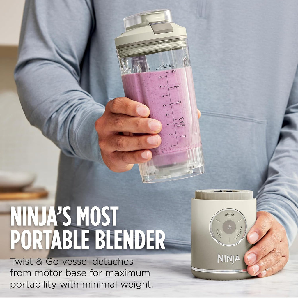 Ninja Blast Max, Portable Blender + Twist & Go, Personal Smoothie, Blend, Ice Crush, 3 Programs, Cordless, 22 oz removable Vessel, Dishwasher Safe, Leakproof, Pink, BC251PK