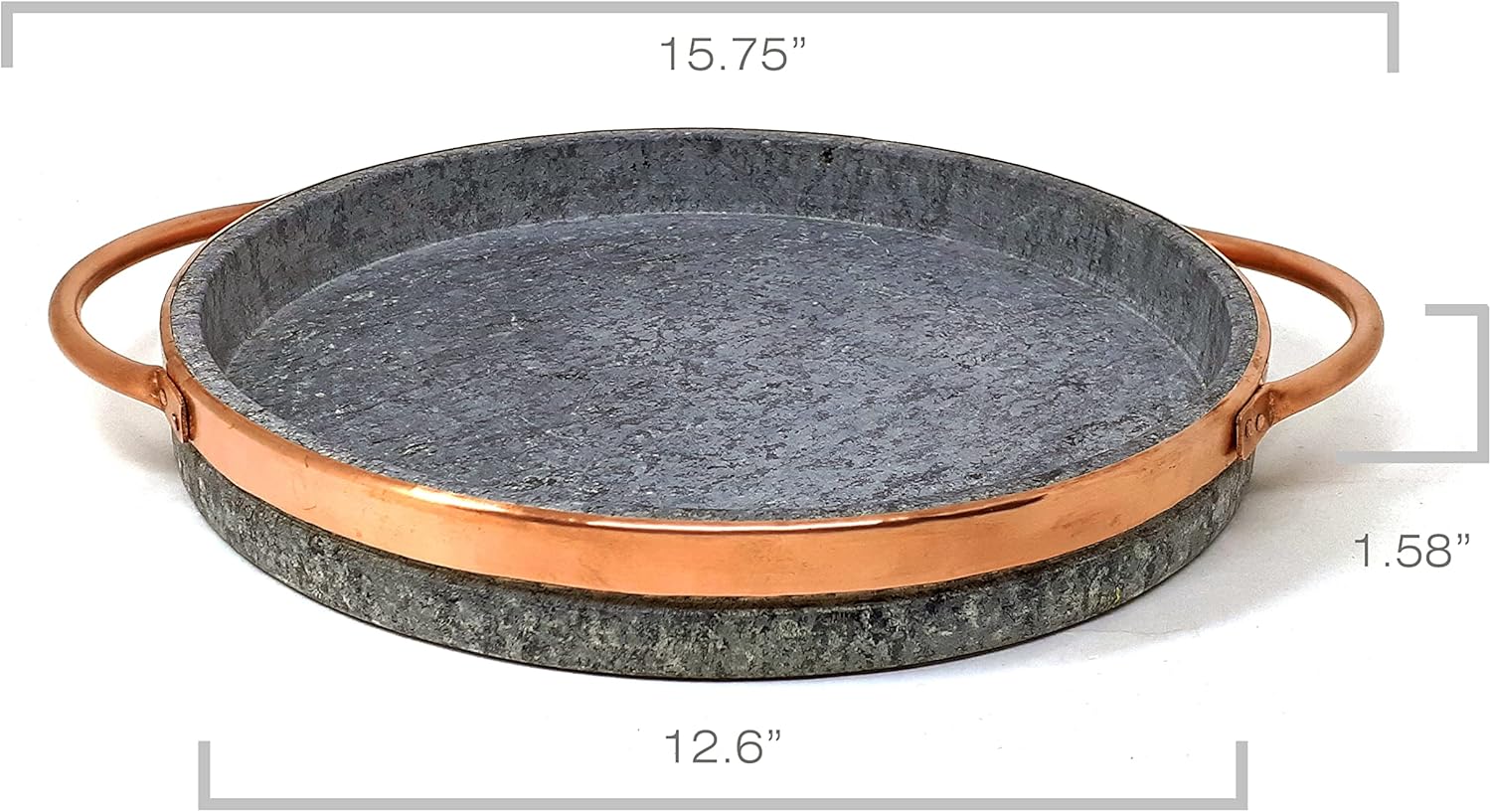 12-inch Soapstone Deep Dish Pizza Pan with Copper Handles – Authentic Chicago Style Pizza Stone – Naturally Non-Stick, Chemical-Free Baking Stone for Oven