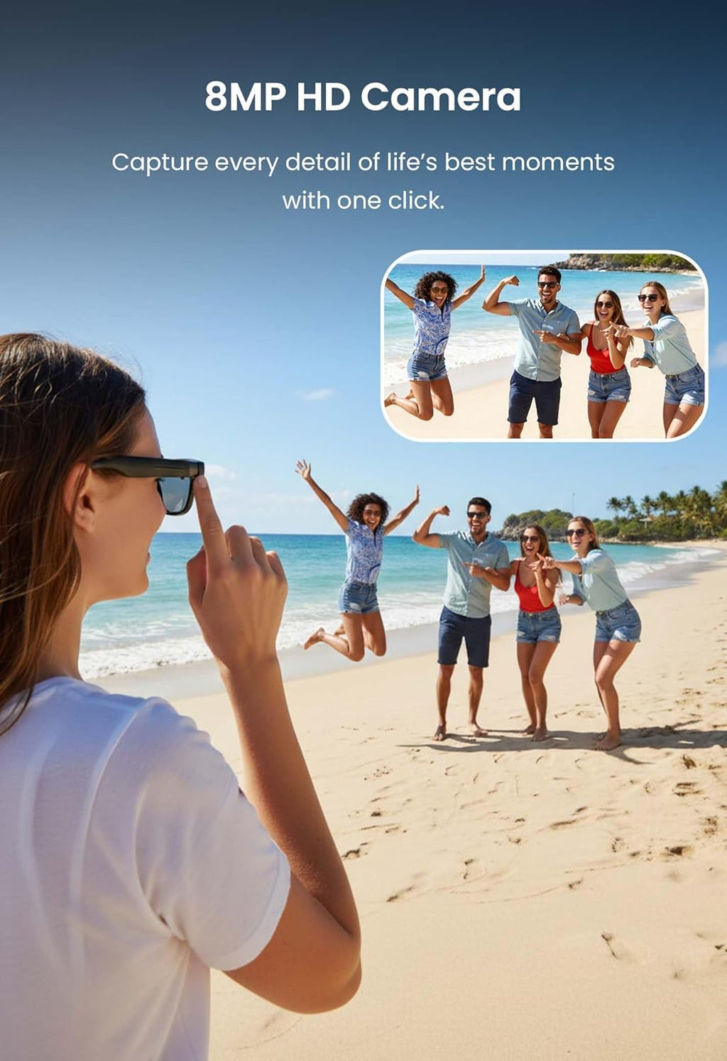 DPVR AI Smart Glasses with Camera and Bluetooth – 8MP HD Sunglasses with Camera, Video Recording Glasses, Real-Time Translation, Voice Assistant, Open-Ear Audio for Travel, Work, Music, and Daily Use